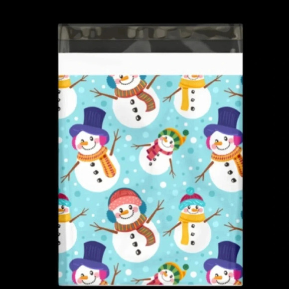 25 - 10x13 SNOWMEN POLY MAILER OFFICE 
SHIPPING ENVELOPES WINTER GIFT CHRISTMAS - Picture 4 of 5